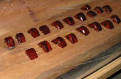 Mahogany, 2 1/4" pieces laminated.